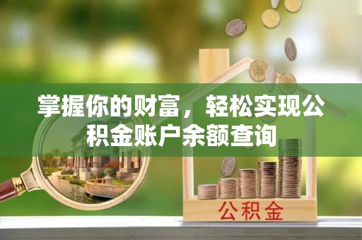 湖滨掌握你的财富，轻松实现公积金账户余额查询