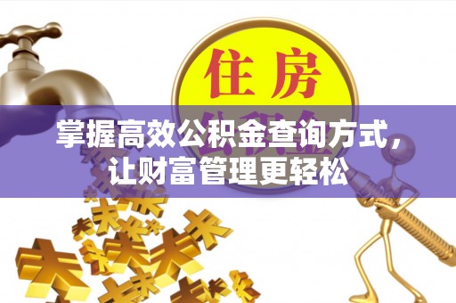 湖滨掌握高效公积金查询方式，让财富管理更轻松
