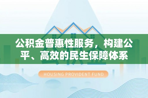湖滨公积金普惠性服务，构建公平、高效的民生保障体系